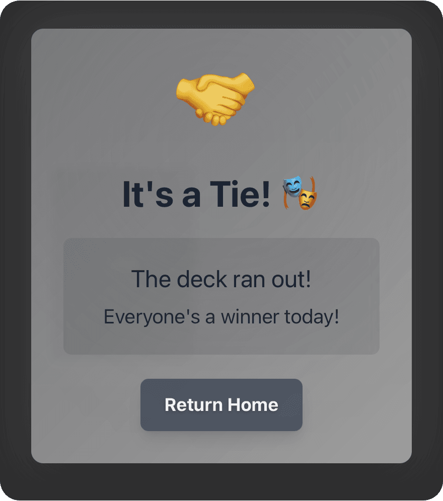 Tie game screen